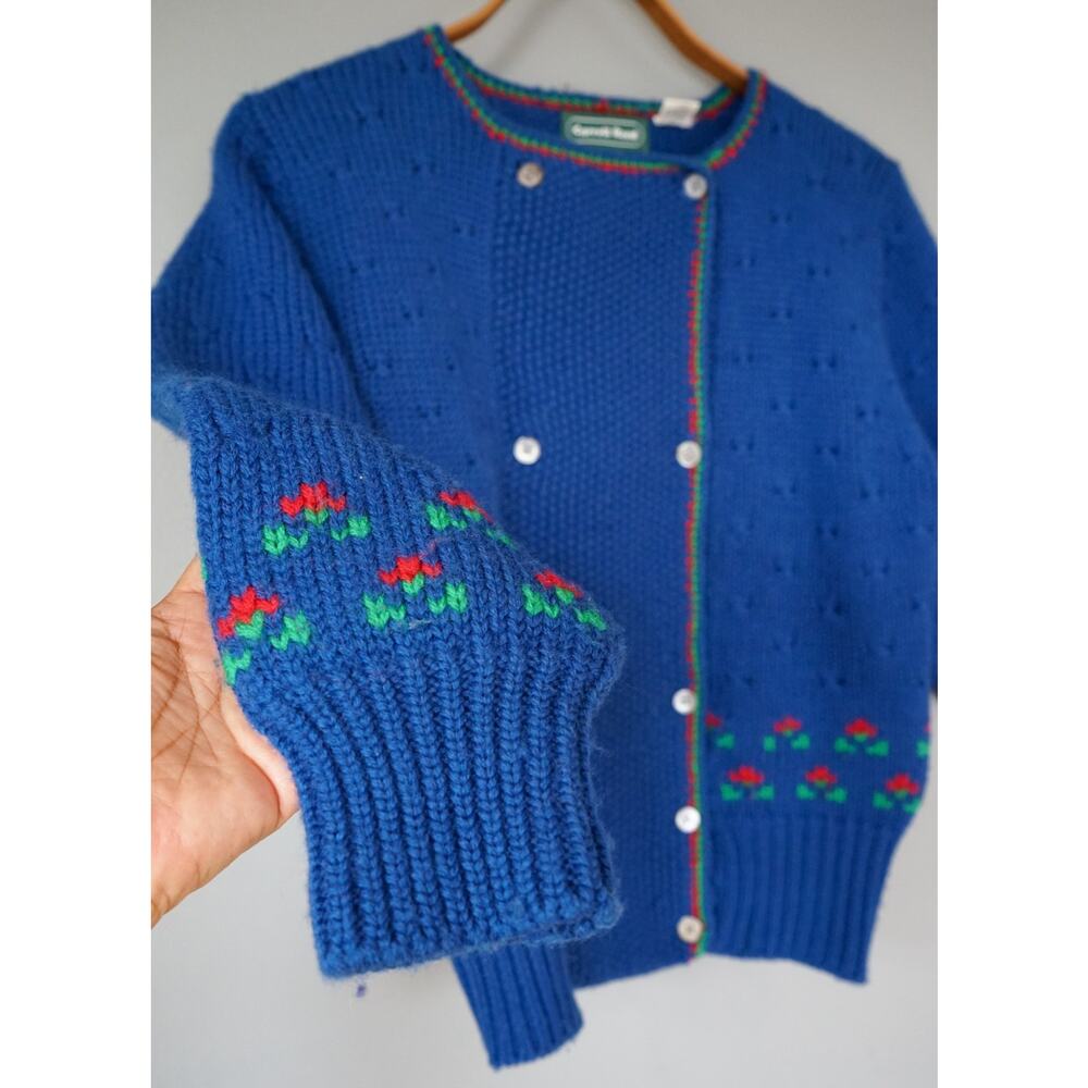 VTG Carroll Reed Wool Floral Chunky Knit Cardigan Sweater S Cottagecore Dainty - Picture 7 of 16